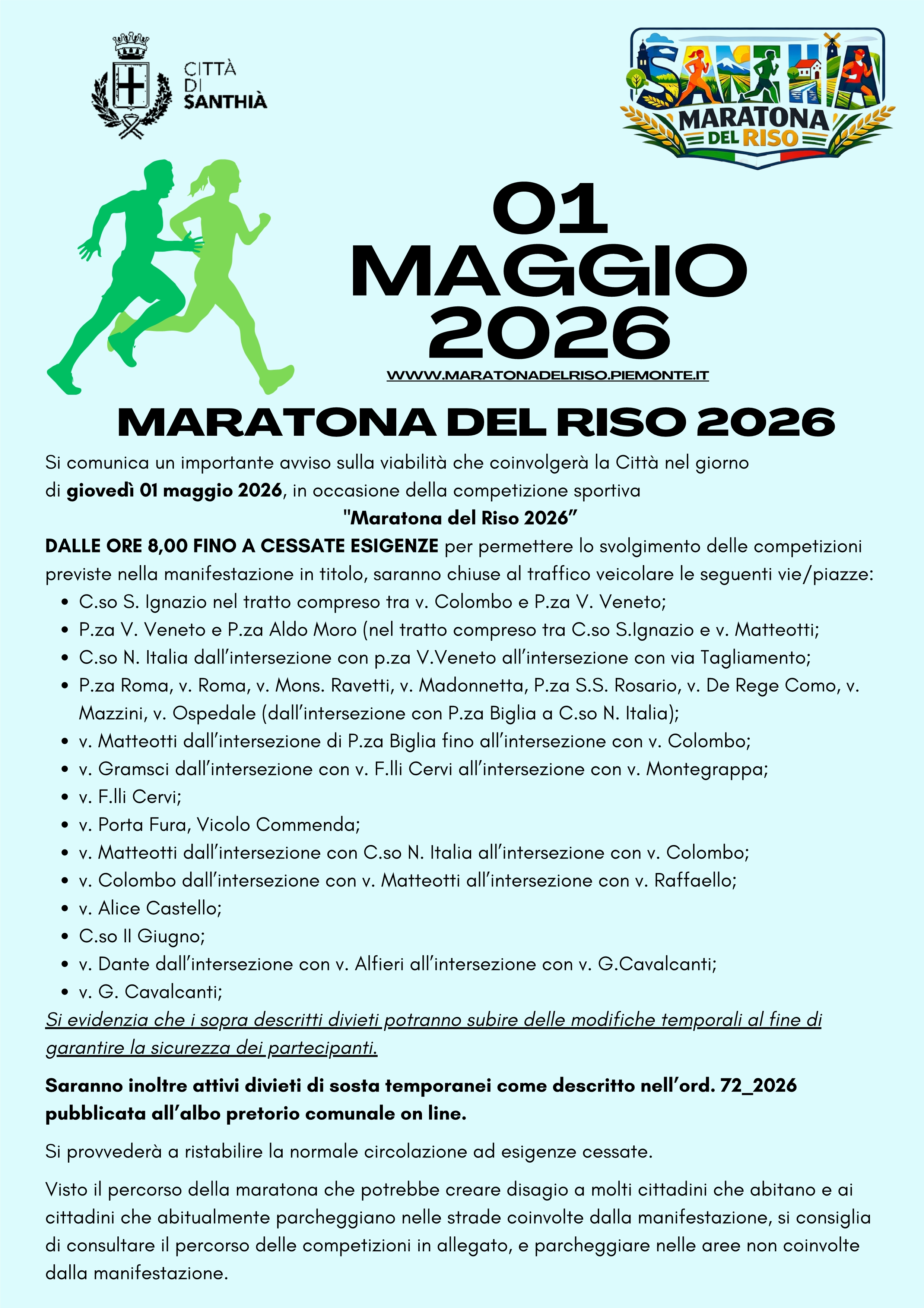 Maratona del Riso 2026 _ comunicazioni importanti
